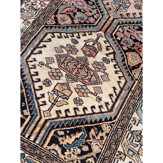 Camel Persian Bibikabad Hexagonal Medallion Runner Rug - 3'7" X 11'6" For Sale - Image 6 of 12