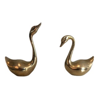 Paire of Brass Ducks, French, Circa 1970 - A Pair For Sale