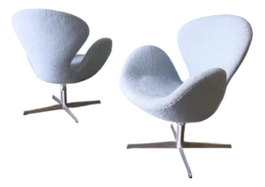 1971 Pair of Swan Chairs Arne Jacobsen for Fritz Hansen Danish Modern Swivel and Rock
