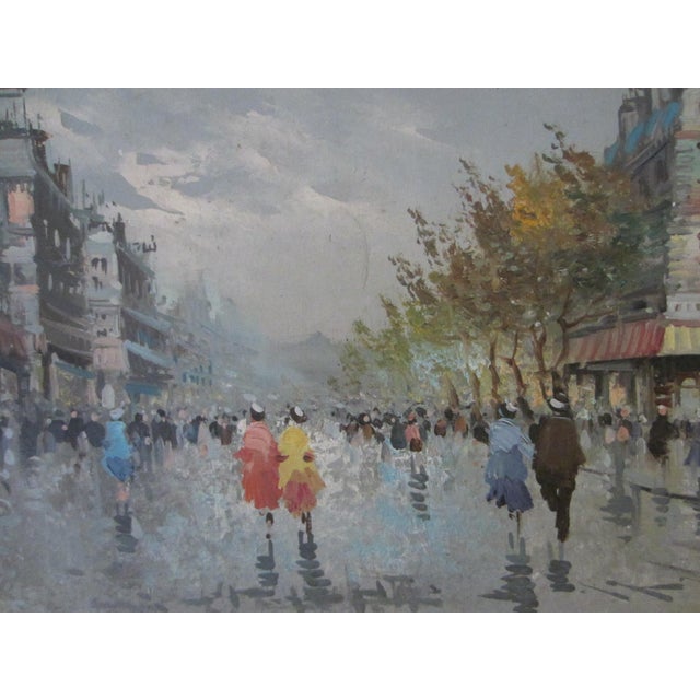 1970s 1970s Studio DeVity Italia Street of Paris Impressionist Signed Oil on Canvas For Sale - Image 5 of 16