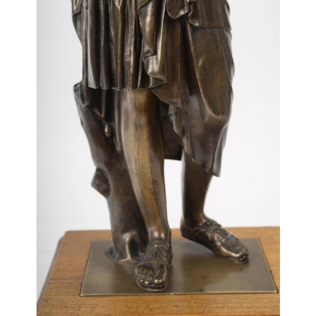 Sculpture of Diana, Early 20th Century, Patinated Bronze on a Wooden Base For Sale - Image 4 of 13