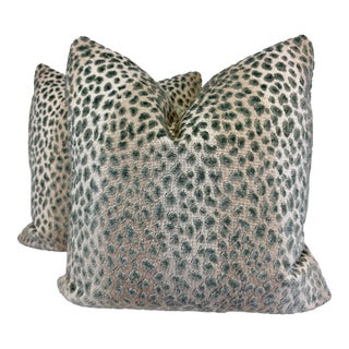 Cowtan & Tout "Ocelot" in Celedon 22" Pillows-a Pair For Sale