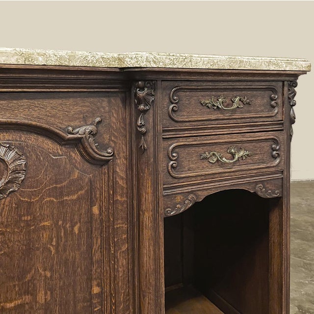 Antique French Louis XV Display Buffet With Travertine Top For Sale - Image 12 of 18