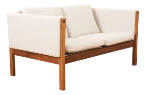 Fabric Sofa Ch162 in Wood & Fabric with Fabric Kvadrat (Hallingdal) Hans J. Wegner for Carl Hansen, 1965