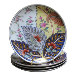 Vintage Chinoiserie Style Salad Plates Tobacco Leaf Seymour Mann - Set of 4 For Sale