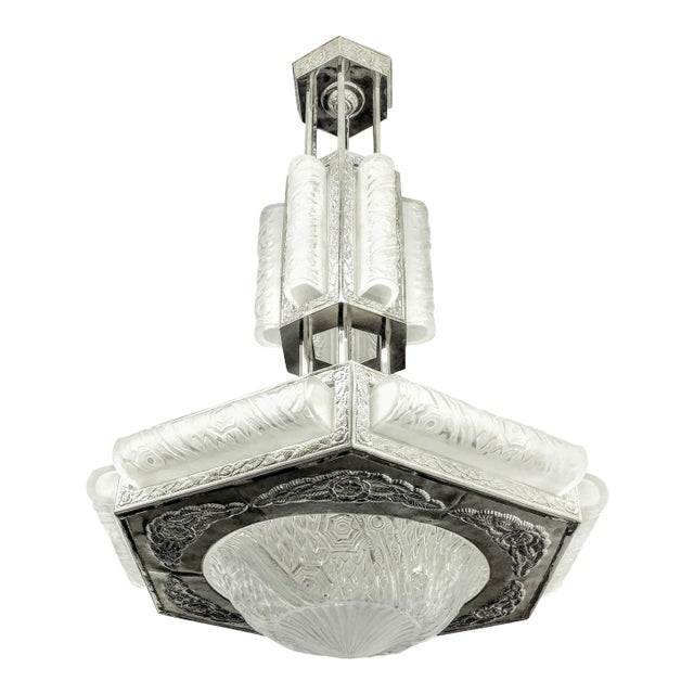French Art Deco Chandelier by Schneider For Sale
