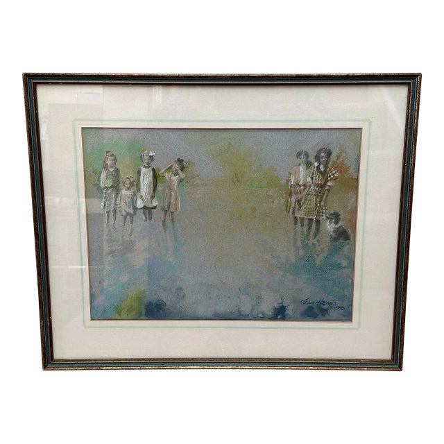 Jean Harris Framed Vintage Watercolor Painting For Sale