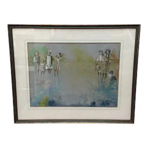 Jean Harris Framed Vintage Watercolor Painting