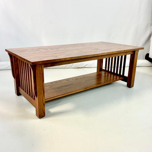 Stickley Brothers 1990s Vintage Arts & Crafts America Shaker Oak Coffee Table, After Stickley. For Sale - Image 4 of 18