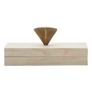 Box in White Oak With Bronze Patina Brass Knob by Kifu Paris For Sale
