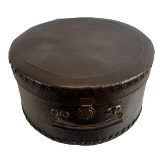 English Victorian Faux Bois Leatherette Hat Box For Sale