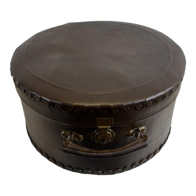 English Victorian Faux Bois Leatherette Hat Box For Sale