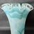 Vintage Murano Style Ruffle Rim Light Aqua & White Swirl Glass Handkerchief Vase For Sale In Houston - Image 6 of 7