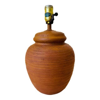 Vintage Rustic Terracotta Table Lamp For Sale