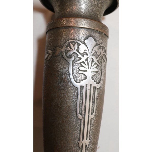 Quality Antique Art Deco Sterling Silver Silver Crest Bronze Ornate Tall Vase For Sale - Image 9 of 12