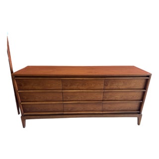 Mid Century Modern Walnut 9 Drawer by Lane Furniture From Their Rhythm Line For Sale