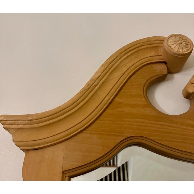 Wood Vintage Hand-Carved Chippendale Style Solid Wood Wall Mirror 33.25”x48”x2.75” For Sale - Image 7 of 10