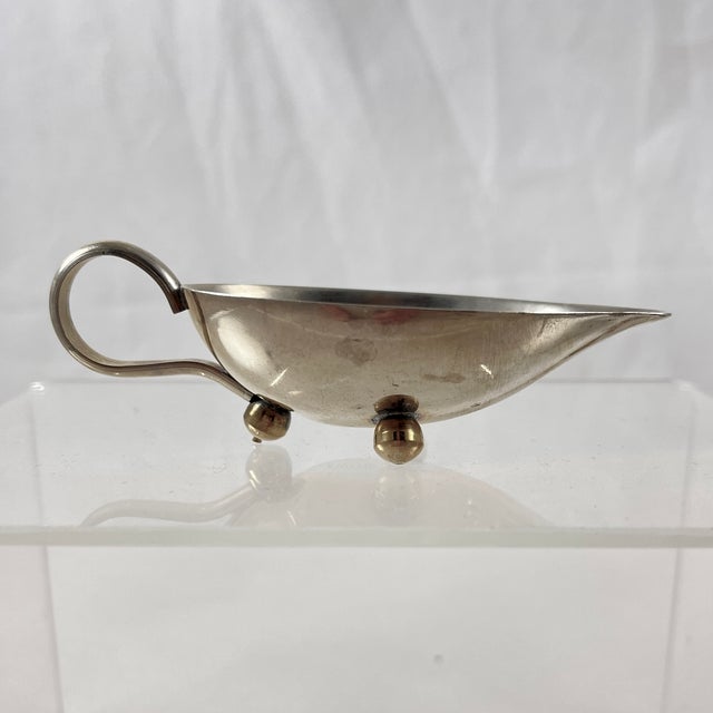 Metal Mid-Century Modern Era Italian Silver Individual Au Jus Sauce Boats, Set of Six For Sale - Image 7 of 11