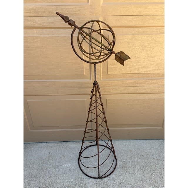 Vintage English Country Classical Wrought Iron Garden Armillary Sundial on Stand For Sale - Image 11 of 12
