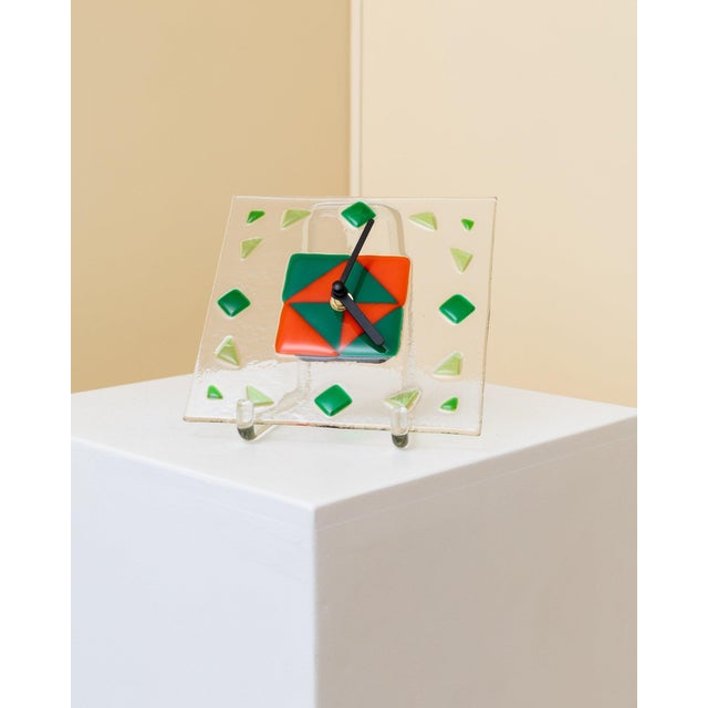 Vintage Glass Wall Clock, Italy, 1980s For Sale - Image 10 of 12