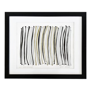 Atsuko Okamoto "Black Harmony" Abstract Serigraph Wall Art Signed For Sale