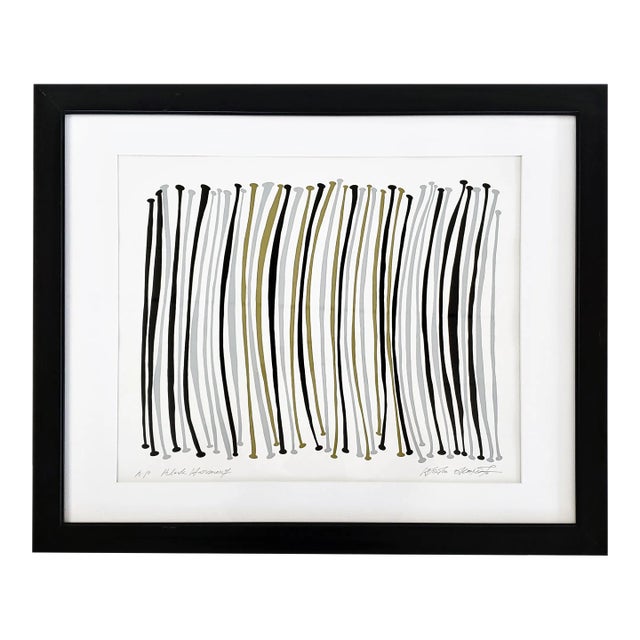 Atsuko Okamoto "Black Harmony" Abstract Serigraph Wall Art Signed For Sale