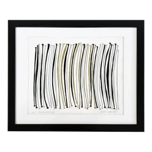 Atsuko Okamoto "Black Harmony" Abstract Serigraph Wall Art Signed