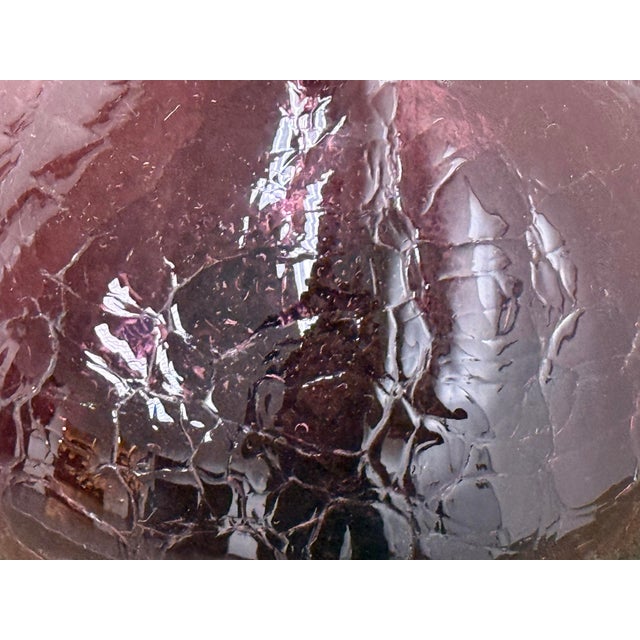 Glass Italian Hand Blown Plum Vessel With Stopper For Sale - Image 7 of 12