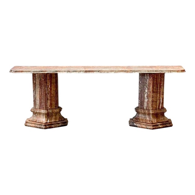 Console Table in Reddish-Brown Marble with Polished Surface, Italy For Sale