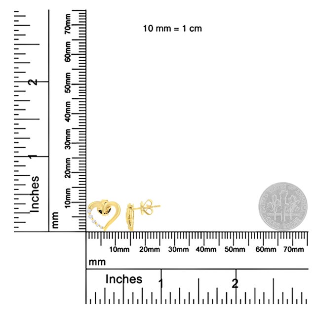 14K Yellow Gold 1/8 Cttw Diamond Journey Heart Hoop Earrings (K-L Color, I1-I2 Clarity) For Sale In New York - Image 6 of 6