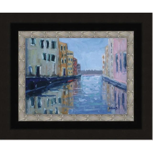 Contemporary Venice Canal, Modern Impressionist Oil Painting For Sale - Image 3 of 9