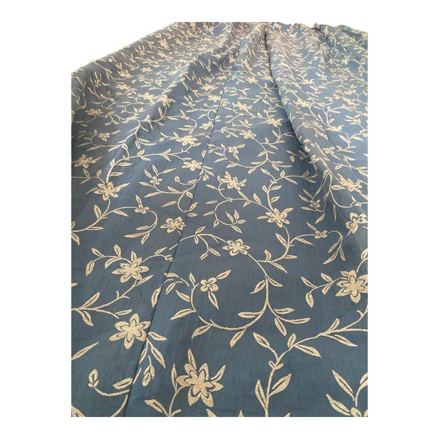 Newport Mansion Blue Embroidered Drapery Panels- Set of 2 For Sale