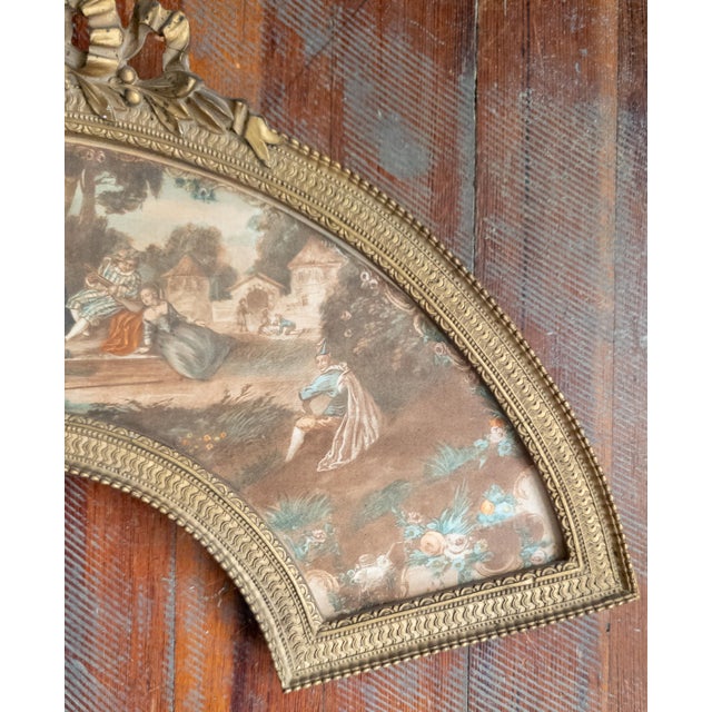 Early 20th Century Gold Fan Shaped Frame With Print For Sale - Image 4 of 11