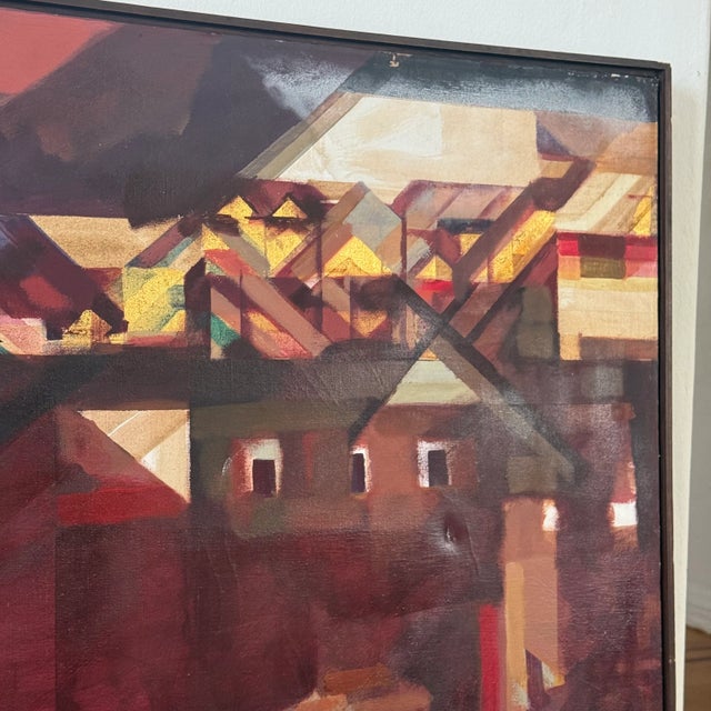 Brown Vintage Large Abstract Painting by Listed Artist Wattana Wattanapun, Framed For Sale - Image 8 of 8