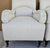 Late 20th Century Baker Furniture English Country Scroll Arm Lounge Chairs in White Herringbone Casters Pair For Sale - Image 5 of 17