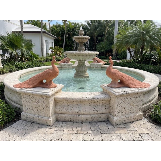 Pair of Vintage Tuscan Terra Cotta Peacock Garden Sculptures For Sale - Image 10 of 12