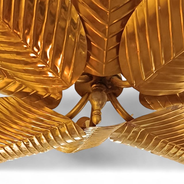 Golden Palm Leaf Ceiling Lamp For Sale - Image 6 of 7