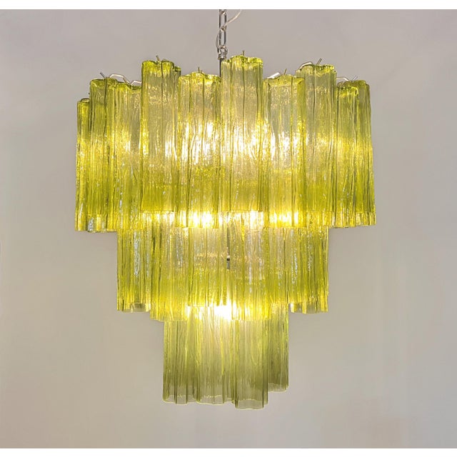 Mid-Century Modern Murano Glass Three-Tier Tube Chandelier, 1990s For Sale - Image 4 of 15