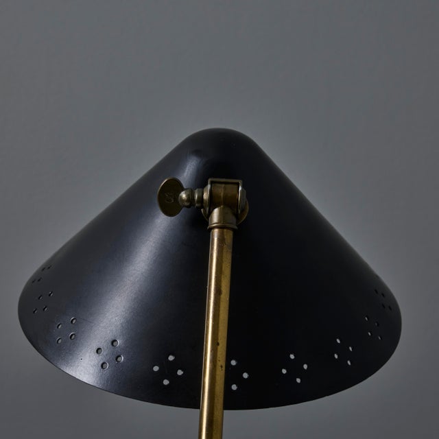 1950s Erik Warna 'Gk14' Black and Brass Perforated Shade Table Lamps - a Pair For Sale - Image 10 of 12