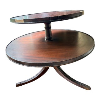 Verified Omega Cinema Props and Pathe Industries Hollywood Production Provenance, Early Victorian Two-Tier Mahogany Dumbwaiter Table, Turned Pedestal For Sale