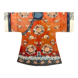 Frame Fine Embroidered Chinese Court Lady Casual Robe Qing Dynasty Provenance For Sale