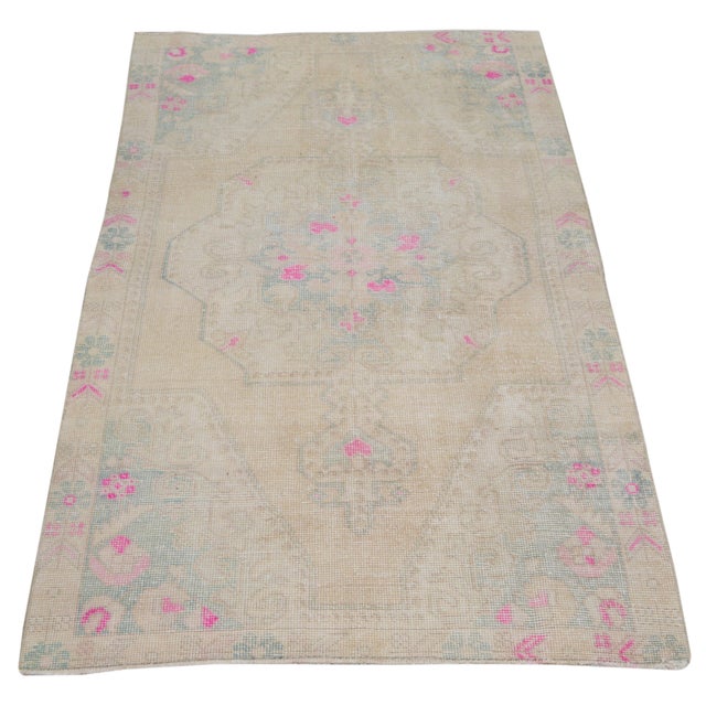 Vintage Turkish Anatolian Hand-knotted with care using traditional rug-making techniques, this wool rug blends timeless...