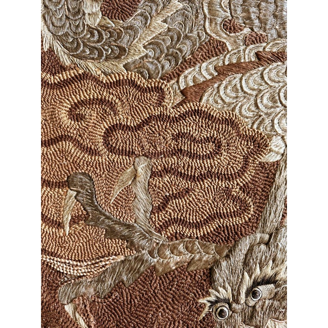 Framed Japanese Embroidery Dragon Tapestry Meiji Period For Sale - Image 9 of 16