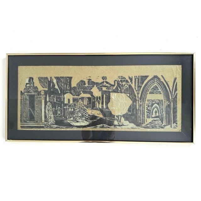 Vintage Large Princeton Art Yvonne Burk Limited Edition Woodblock Print 1960s New Jersey For Sale - Image 9 of 9
