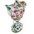 1980s Italian Botanical Painted Ceramic Urn Table Lamp With Lion Masks & Turquoise Finial Neoclassical For Sale - Image 4 of 14