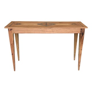 Late 20th Century Geometric Marquetry Console Sofa Table with Tapered Legs For Sale