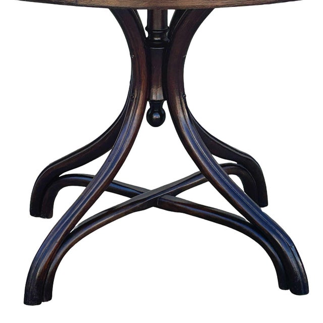 Late Victorian Polished Oak Bent Wood Oval Dining Table by Mundus Thonet For Sale - Image 9 of 9