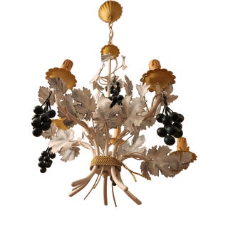 Vintage Hand-Forged Sheet Metal Five-Light Chandelier, 1950s For Sale