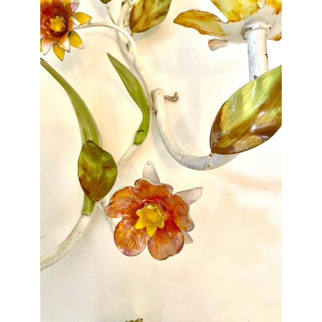 1960s Floral Wall Lights in Metal, 1960s, Set of 6 For Sale - Image 5 of 10