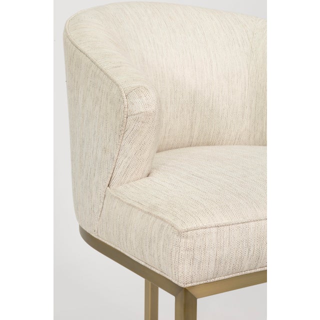 Vanguard Furniture Set of 3 Vanguard Furniture Cream Upholstered Counter Stools With Brass Base For Sale - Image 4 of 8